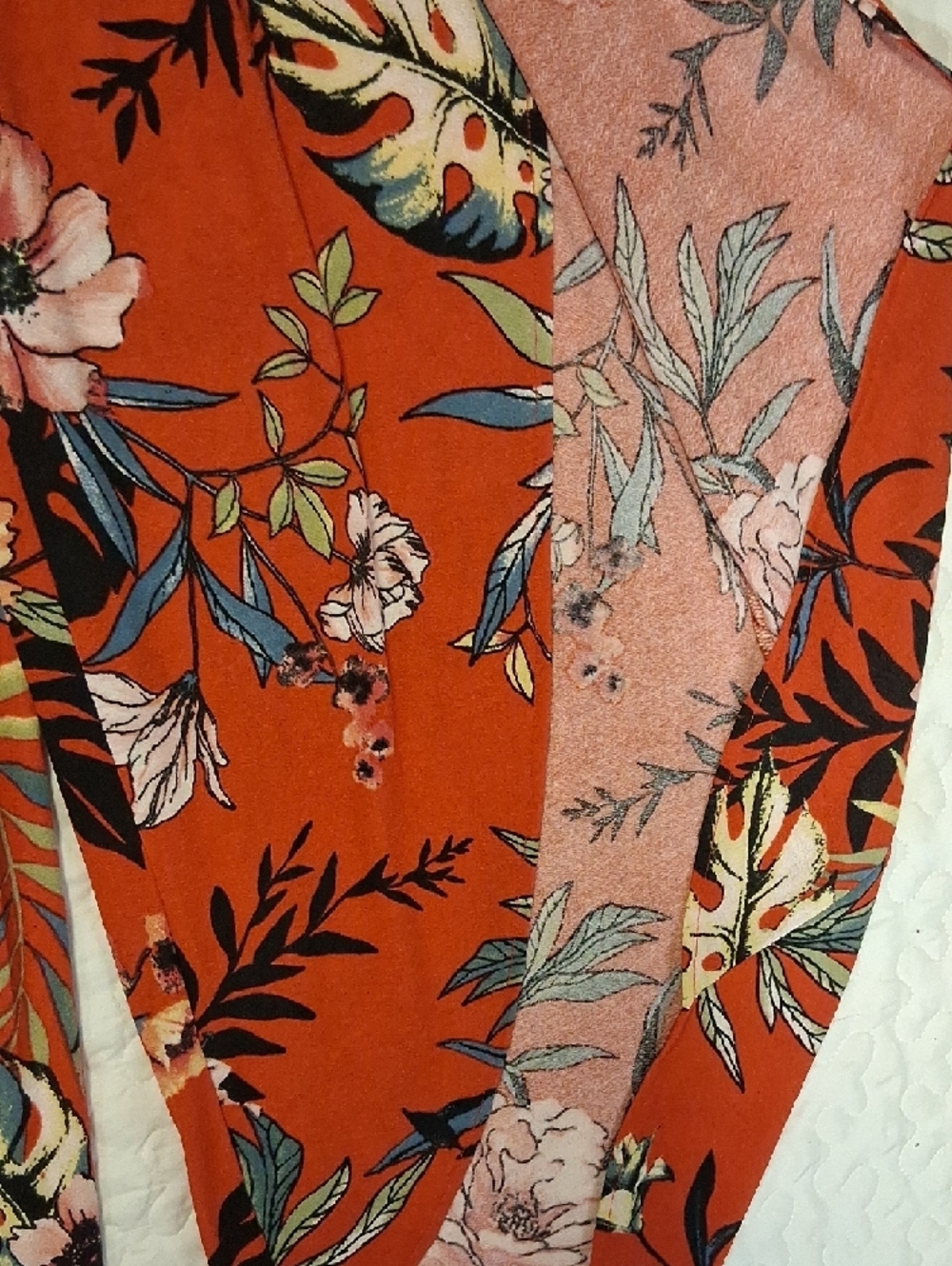 eye candy Wrap Wide Leg Floral Pants in Red Orange with Pink & Black Accents - Picture 5 of 12